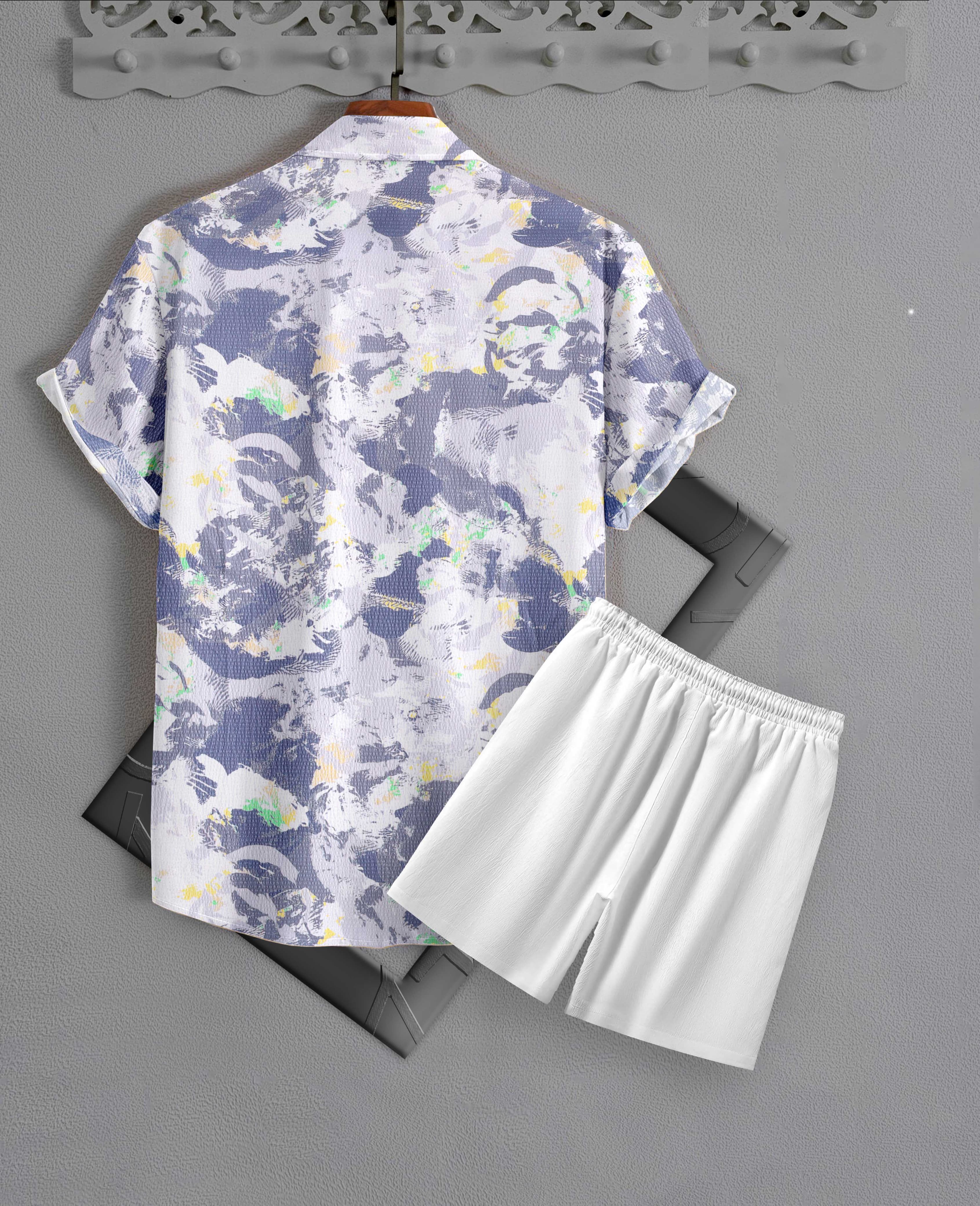 Men’s Abstract Print Night Suit – Half Sleeve Shirt & Shorts